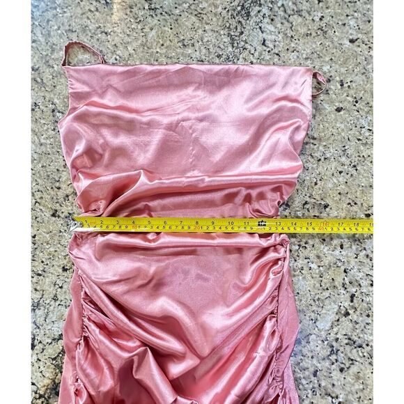 NWT Ruched Blush Satin Mini Slip Dress SZ 10 Tall Elegant Coquette Office Siren - Picture 14 of 16